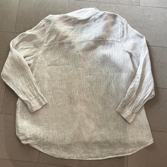 Jones New York 100% Linen Shirt -Size 2x - Black stripes on white - Picture 8 of 11